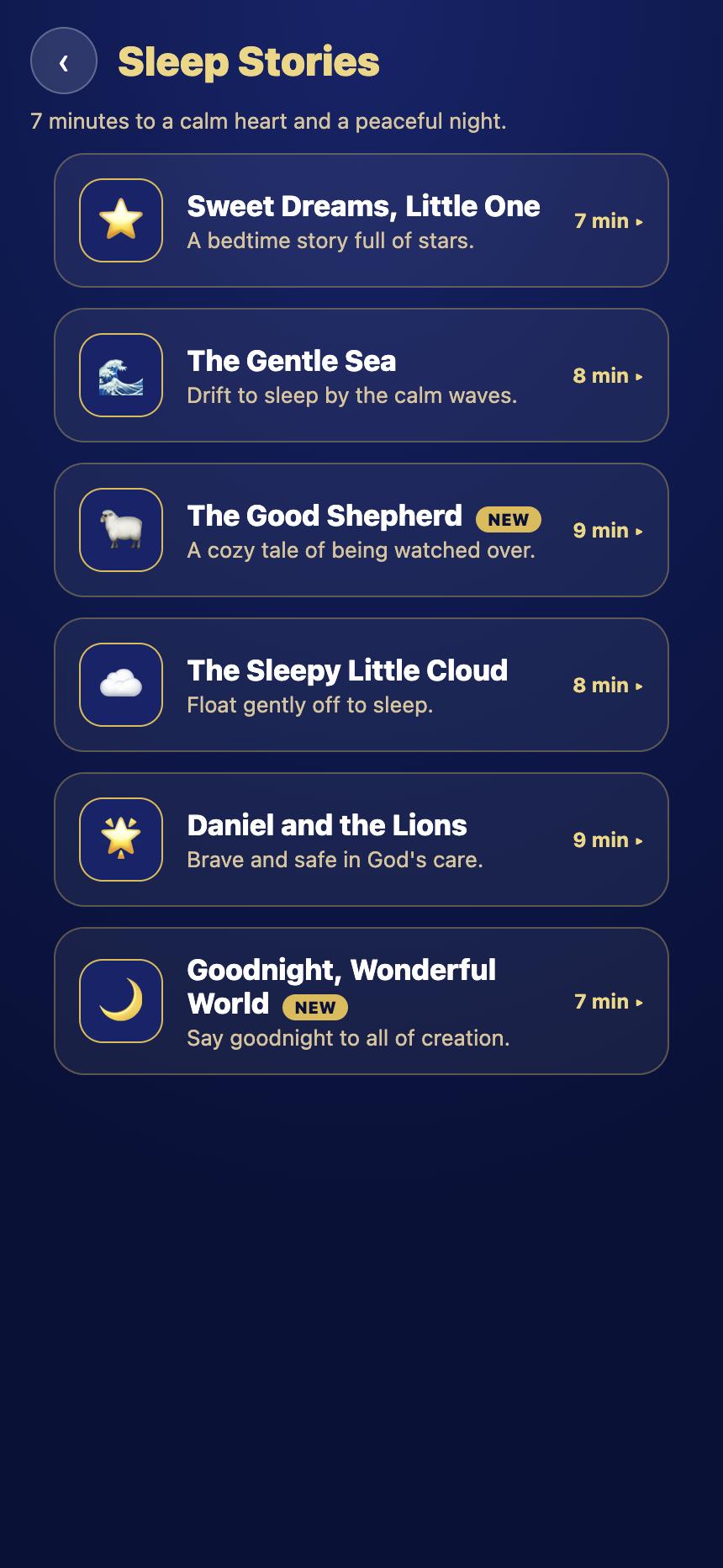 Elen stories screen with bright, kid-friendly illustrations